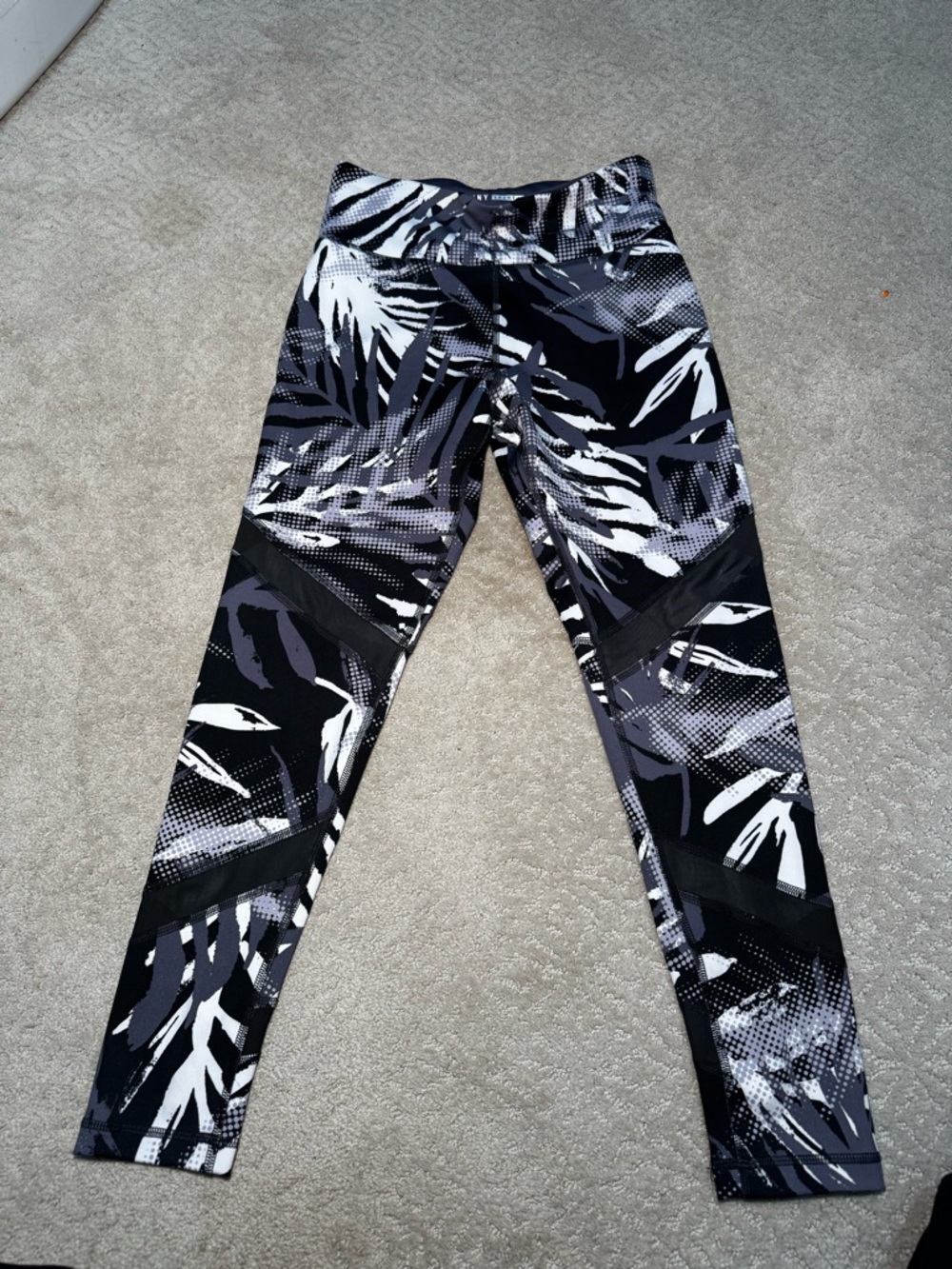 DKNY Sport Purple & Black Printed Leggings - Size Small